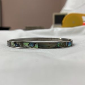 Vintage silver abalone bangle bracelet